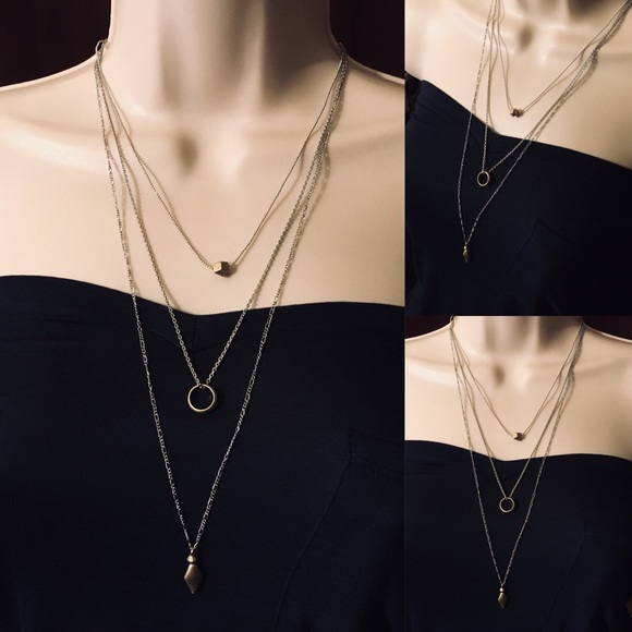 3-$15 Melrose & Market 3 Row Multi Mini Pendant Necklace Set Vintage Style - Picture 2 of 4